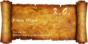 Kapy Olga névjegykártya
